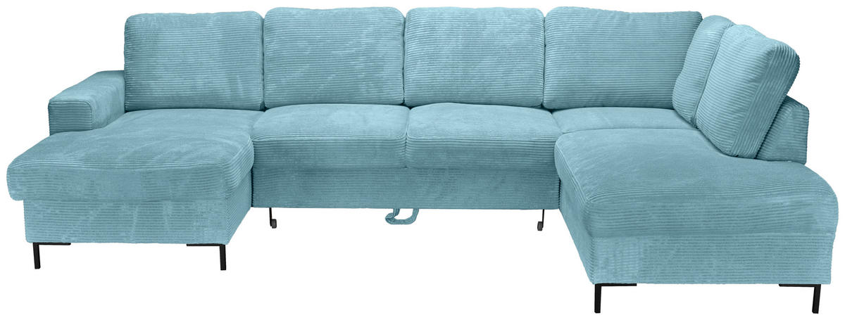 WOHNLANDSCHAFT Türkis Cord  - Türkis/Schwarz, KONVENTIONELL, Textil/Metall (148/303/197cm) - Carryhome