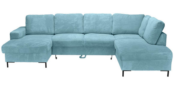 WOHNLANDSCHAFT Türkis Cord  - Türkis/Schwarz, KONVENTIONELL, Textil/Metall (148/303/197cm) - Carryhome