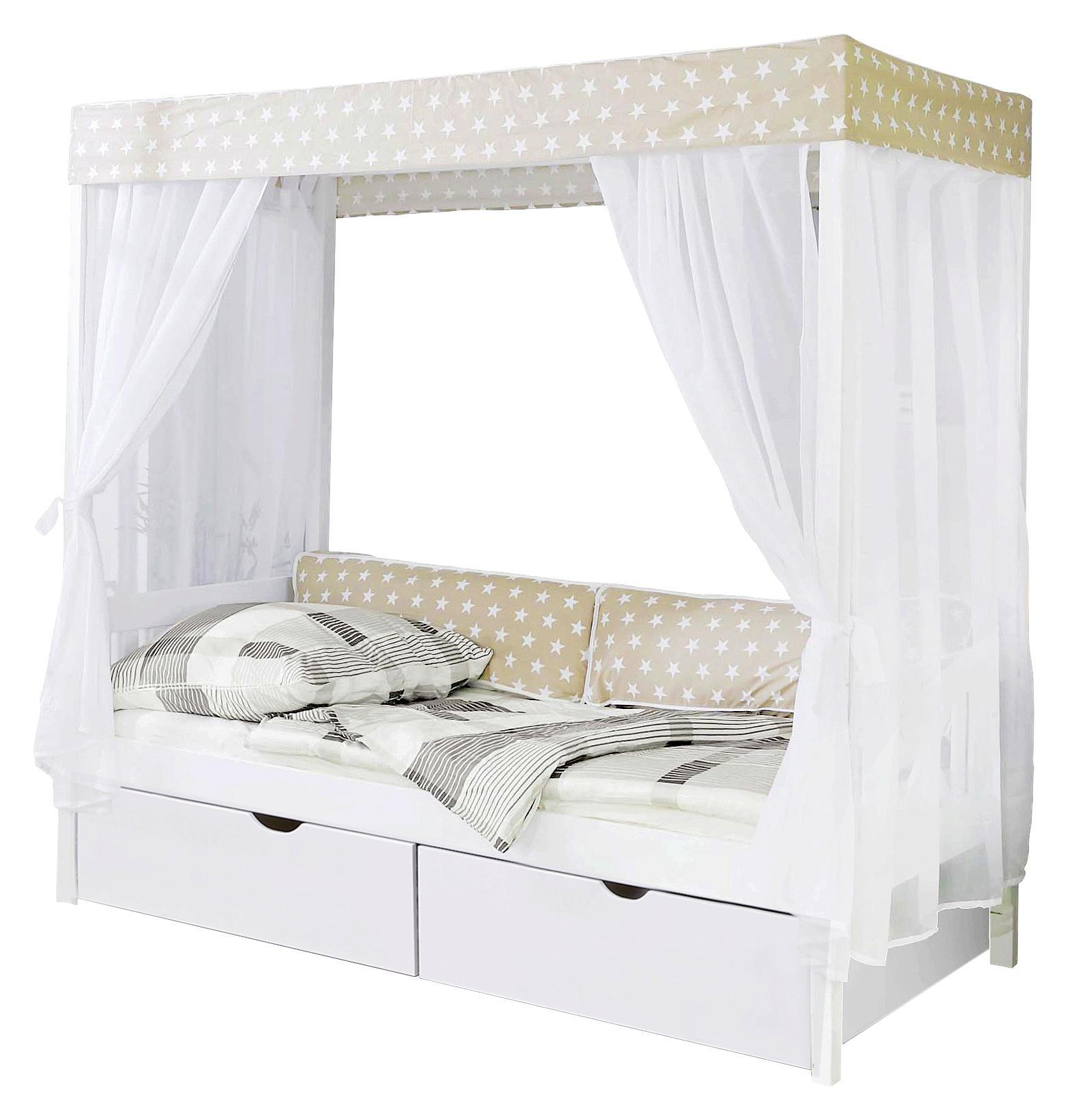 Himmelbett in Weiß, Beige