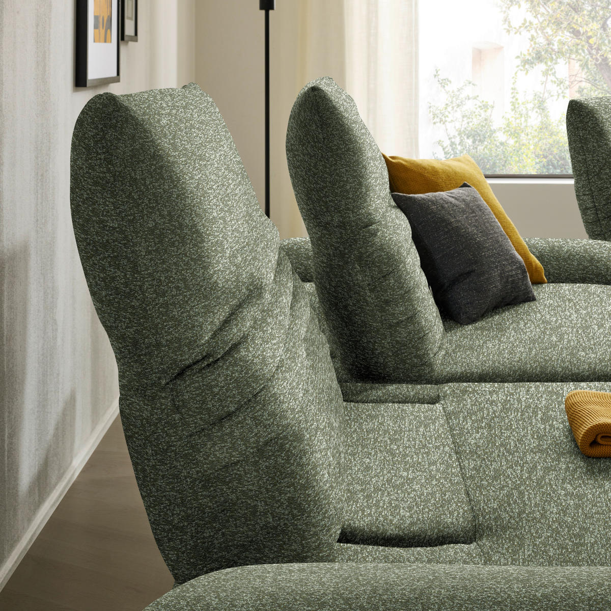 ECKSOFA  in Bouclé Grün  170-195/280 cm  - Schwarz/Grün, Design, Textil/Metall (170-195/280cm) - Dieter Knoll