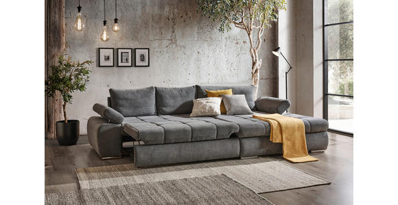 ECKSOFA in Flachgewebe Grau  294/173 cm  - Chromfarben/Weiß, Design, Kunststoff/Textil (294/173cm) - Carryhome