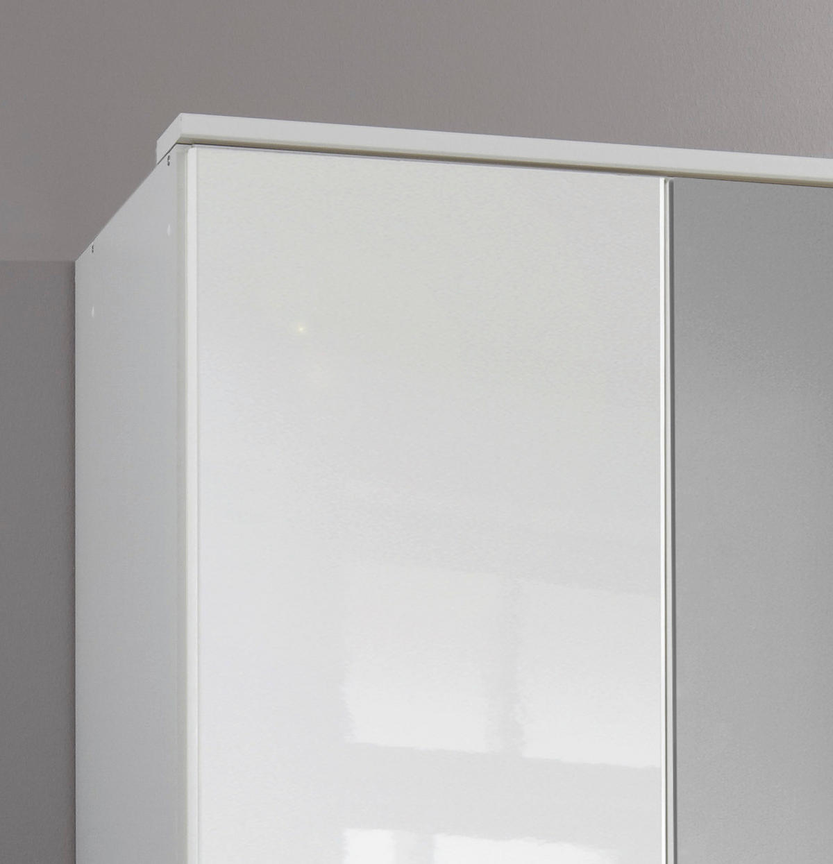 KLEIDERSCHRANK  in Weiß Hochglanz, Weiß, Silberfarben  - Chromfarben/Weiß Hochglanz, Basics, Holzwerkstoff (135/199/58cm) - MID.YOU