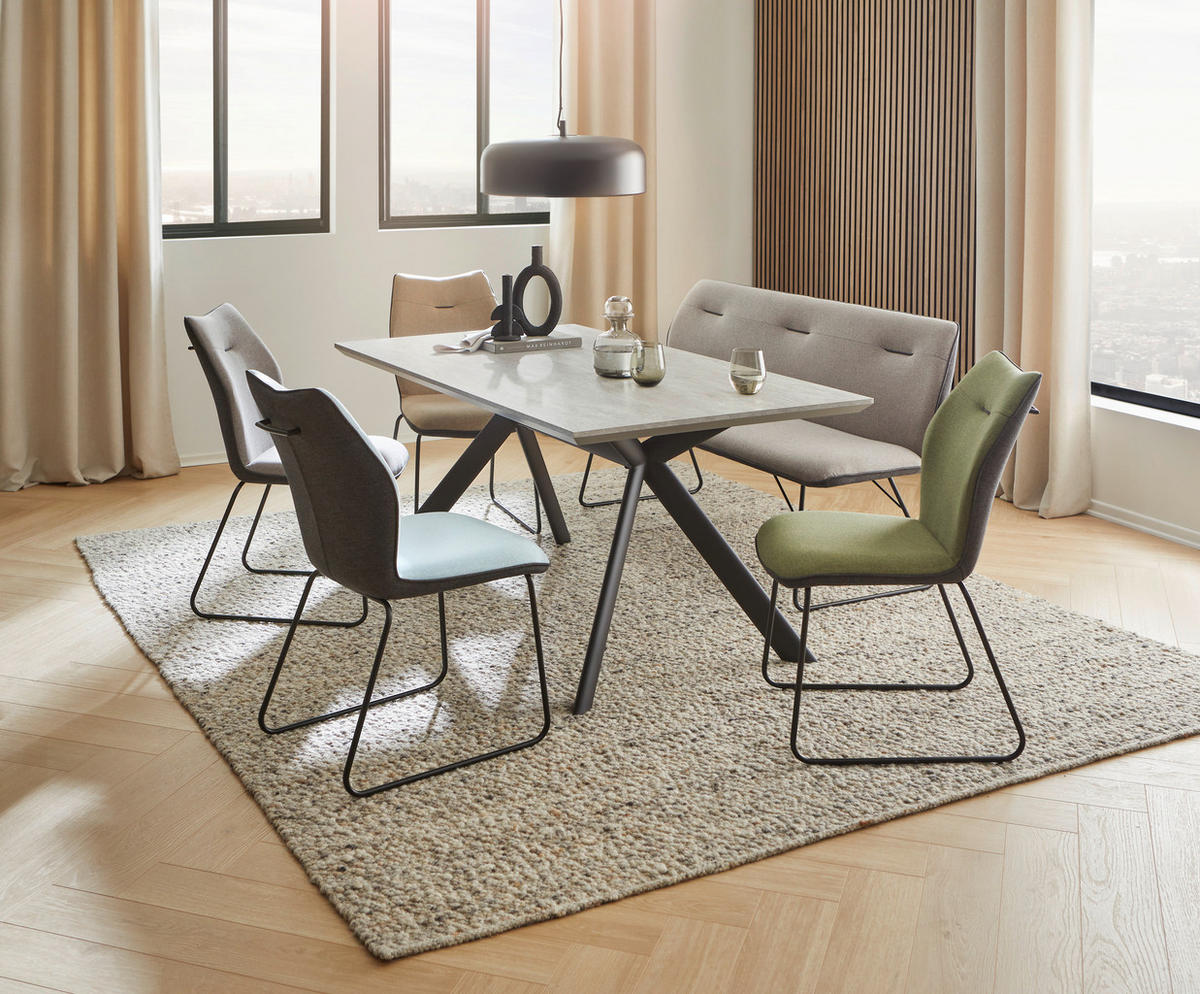 ESSTISCH in Metall, Holzwerkstoff 160/90/76 cm   - Hellgrau/Schwarz, Design, Holzwerkstoff/Metall (160/90/76cm) - Novel