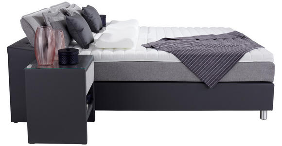 Boxspringbett mit Topper & Matratze H2 180x200cm Hampton - Anthrazit/Alufarben, KONVENTIONELL, Textil (180/200cm) - Luca Bessoni