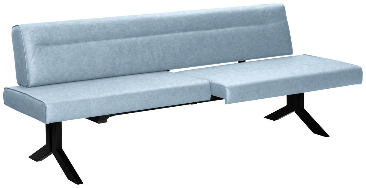 SITZBANK in Metall, Textil Hellblau  - Schwarz/Hellblau, Konventionell, Textil/Metall (220/87/70-86cm) - Moderano