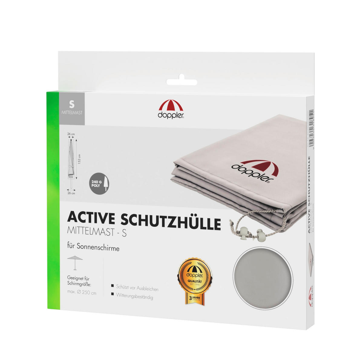 SCHIRMHÜLLE - Hellgrau, Basics, Textil (152/26/26cm) - Doppler