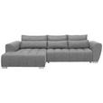 ECKSOFA in Webstoff Grau  - Silberfarben/Grau, MODERN, Kunststoff/Textil (218/304cm) - Carryhome