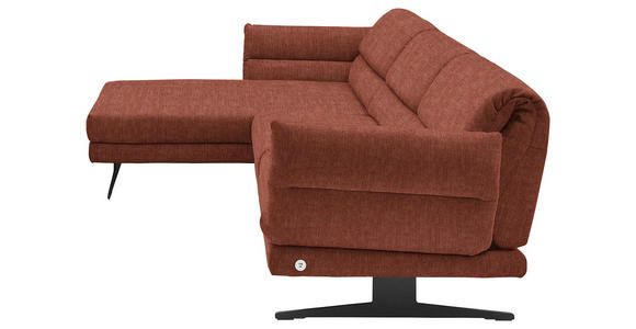 ECKSOFA Rostfarben Flachgewebe  - Rostfarben/Schwarz, Design, Textil/Metall (176-217/279-327cm) - Dieter Knoll