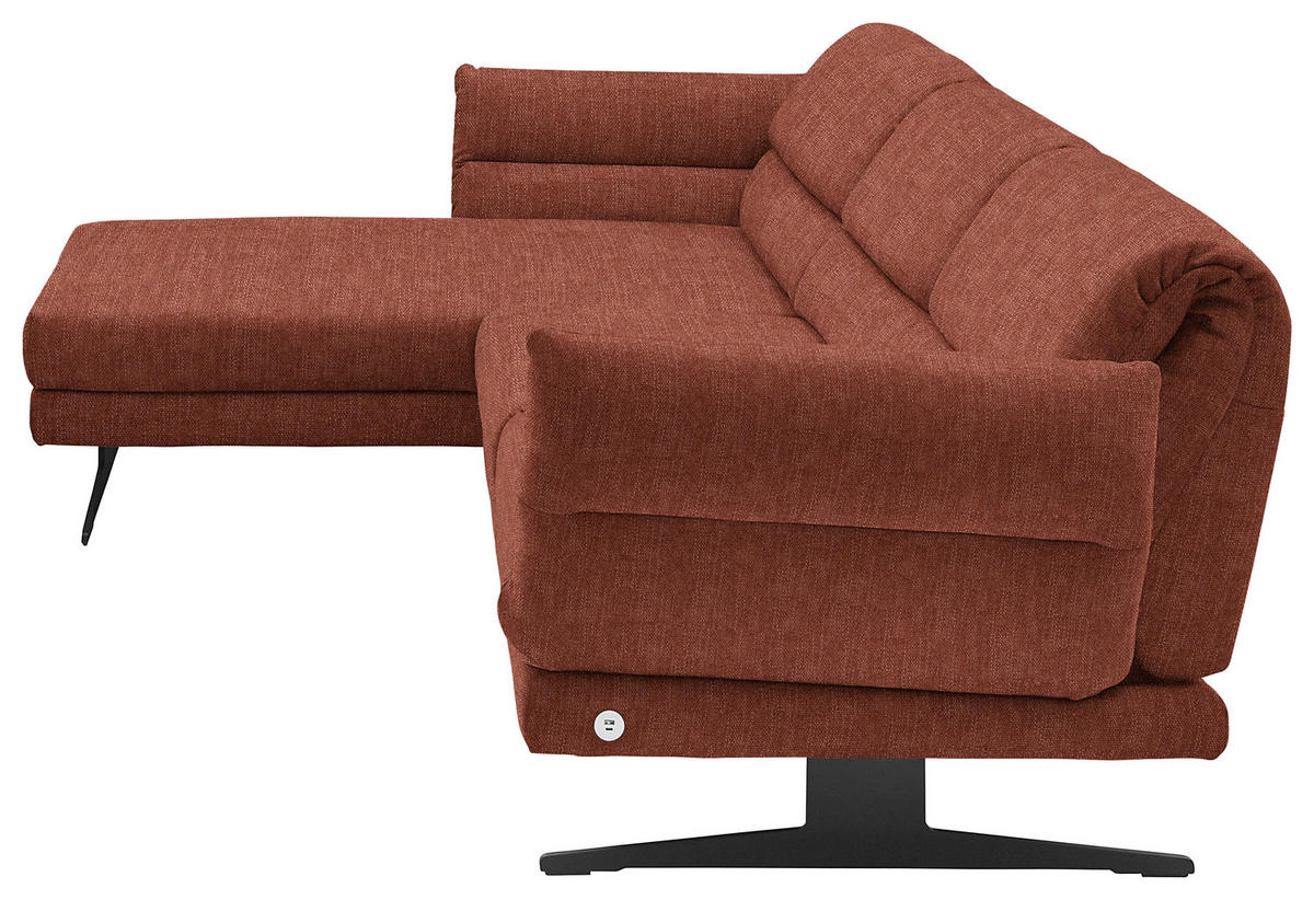 ECKSOFA in Flachgewebe Rostfarben  - Rostfarben/Schwarz, Design, Textil/Metall (176-217/279-327cm) - Dieter Knoll