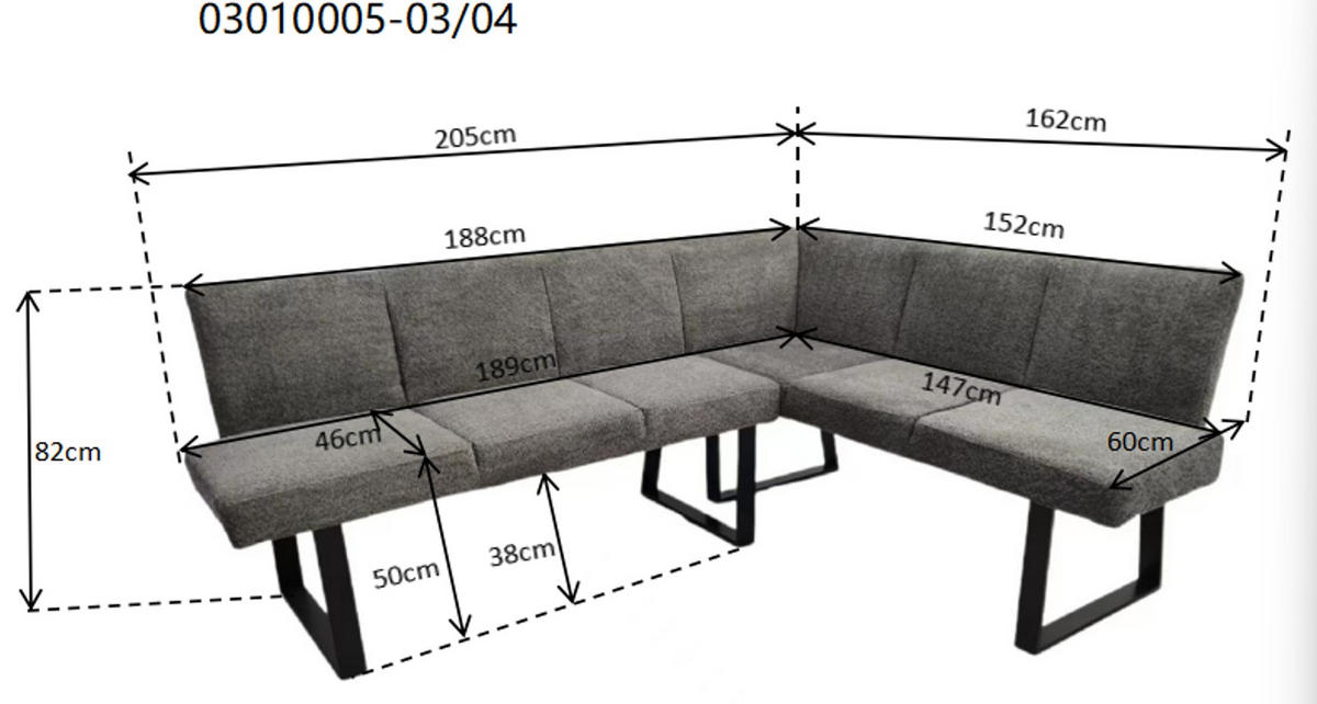 ECKBANK 202/160 cm  in Grau  - Schwarz/Grau, MODERN, Textil/Metall (202/160cm) - Livetastic