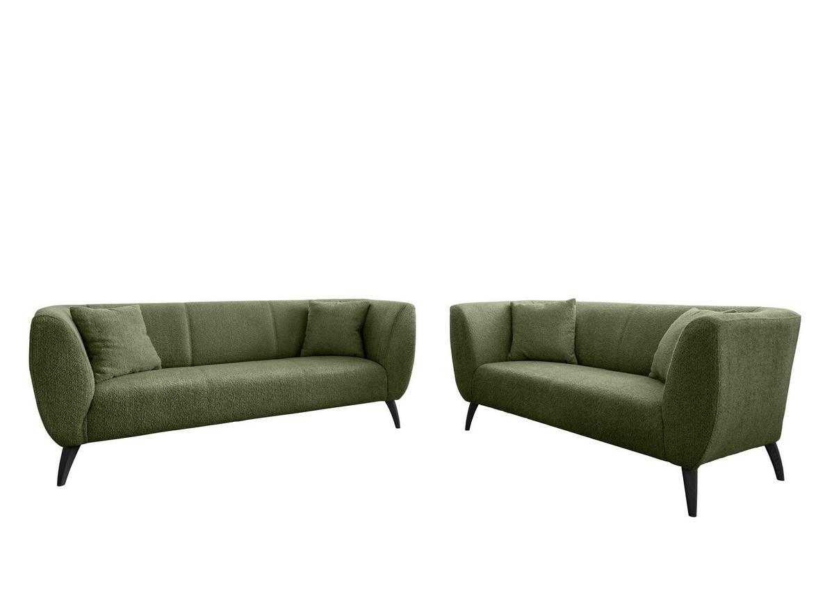 2-SITZER-SOFA Bouclé Grün  - Schwarz/Grün, MODERN, Holz/Textil (172/83/88cm) - MID.YOU