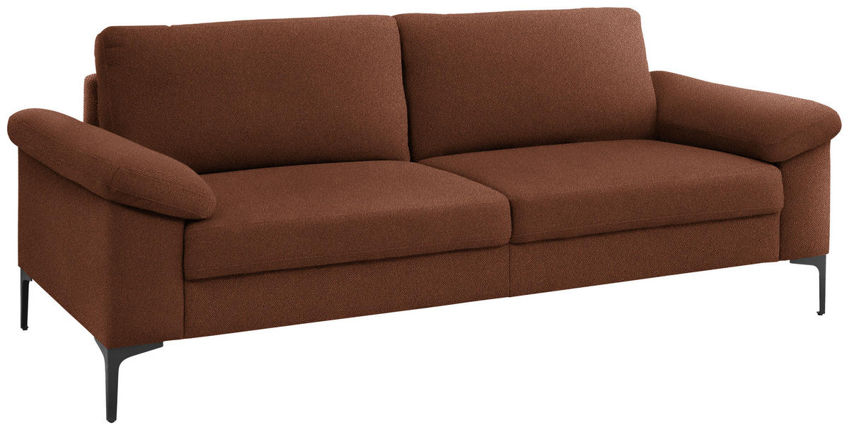 3-SITZER-SOFA in Flachgewebe Rostfarben  - Rostfarben/Schwarz, Design, Textil/Metall (226/89/97cm) - Pure Home Lifestyle