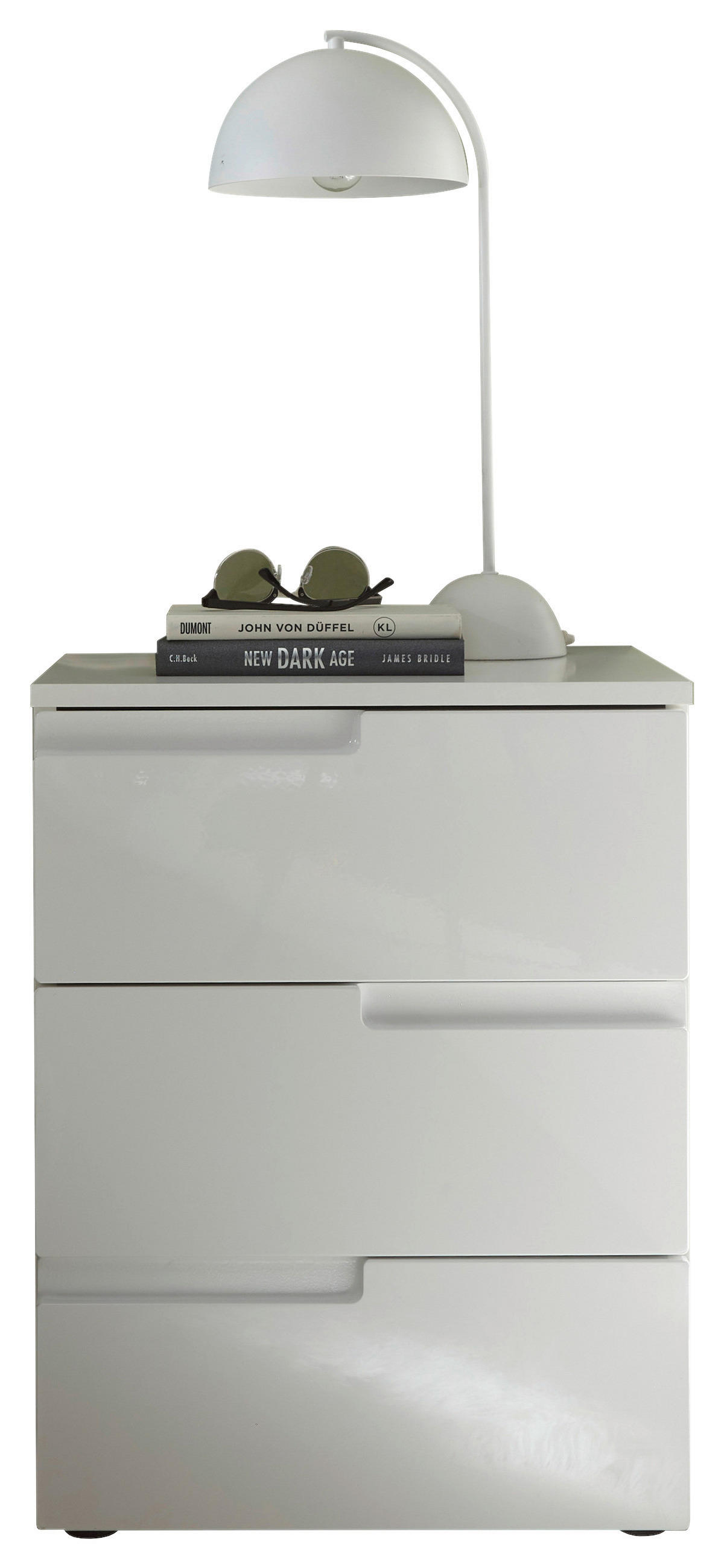 NACHTSCHRANK 46,2/60,9/40 cm  - Weiß Hochglanz/Schwarz, MODERN, Holzwerkstoff/Kunststoff (46,2/60,9/40cm)