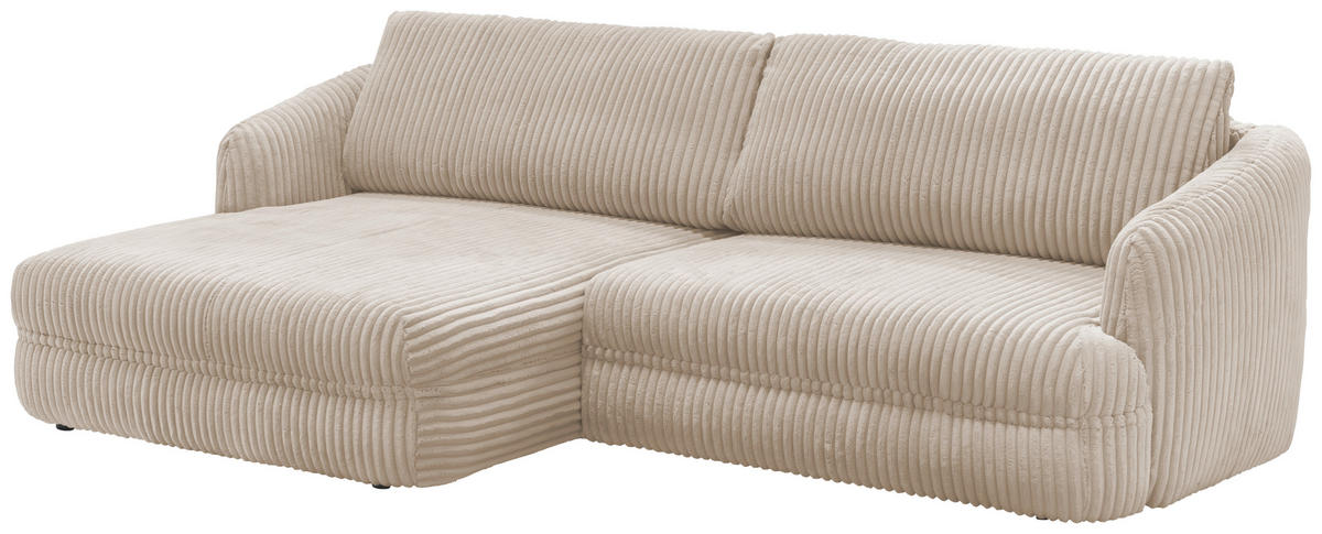 ECKSOFA in Cord Sandfarben  - Sandfarben/Schwarz, Design, Kunststoff/Textil (161/284cm) - Livetastic