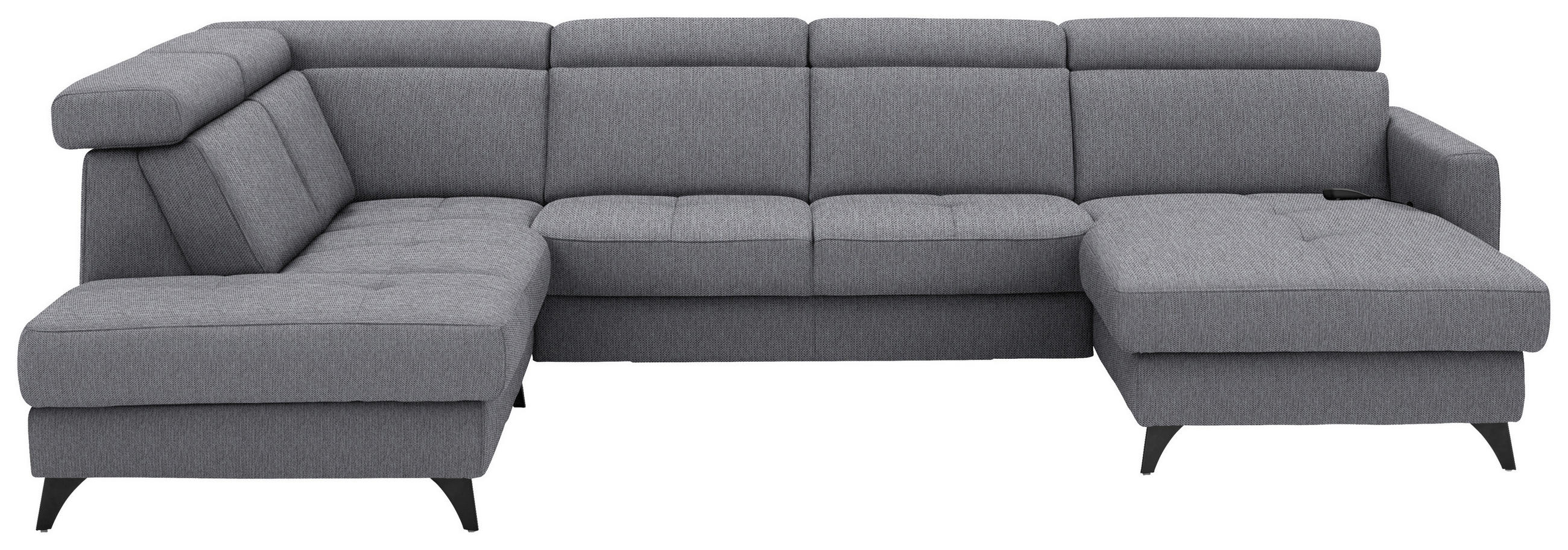 WOHNLANDSCHAFT Flachgewebe Grau  - Schwarz/Grau, Konventionell, Textil/Metall (215/333/174cm) - Beldomo System