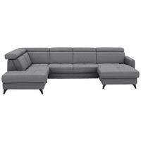 WOHNLANDSCHAFT Flachgewebe Grau  - Schwarz/Grau, Konventionell, Textil/Metall (215/333/174cm) - Beldomo System