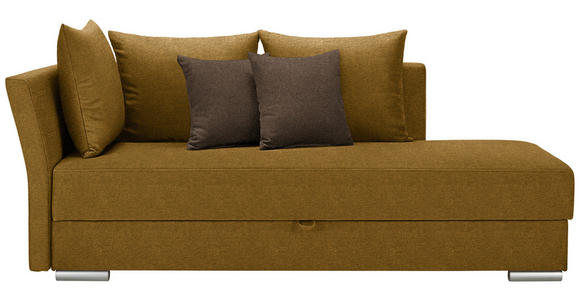 LIEGE  in Webstoff Dunkelgelb  - Chromfarben/Dunkelbraun, Design, Kunststoff/Textil (220/93/100cm) - Xora