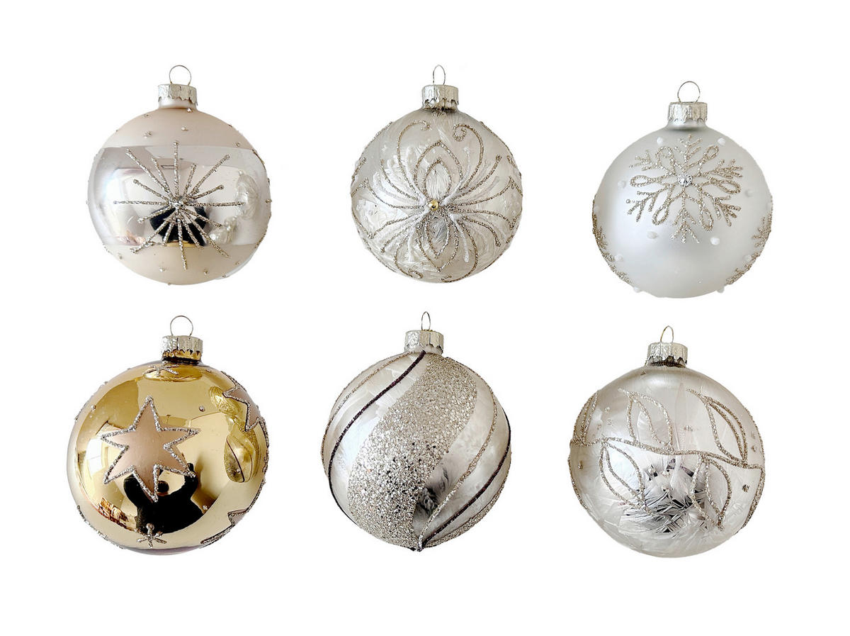 VIANOČNÁ GUĽA   - biela/zlatá, Lifestyle, kov/plast (8cm) - X-Mas