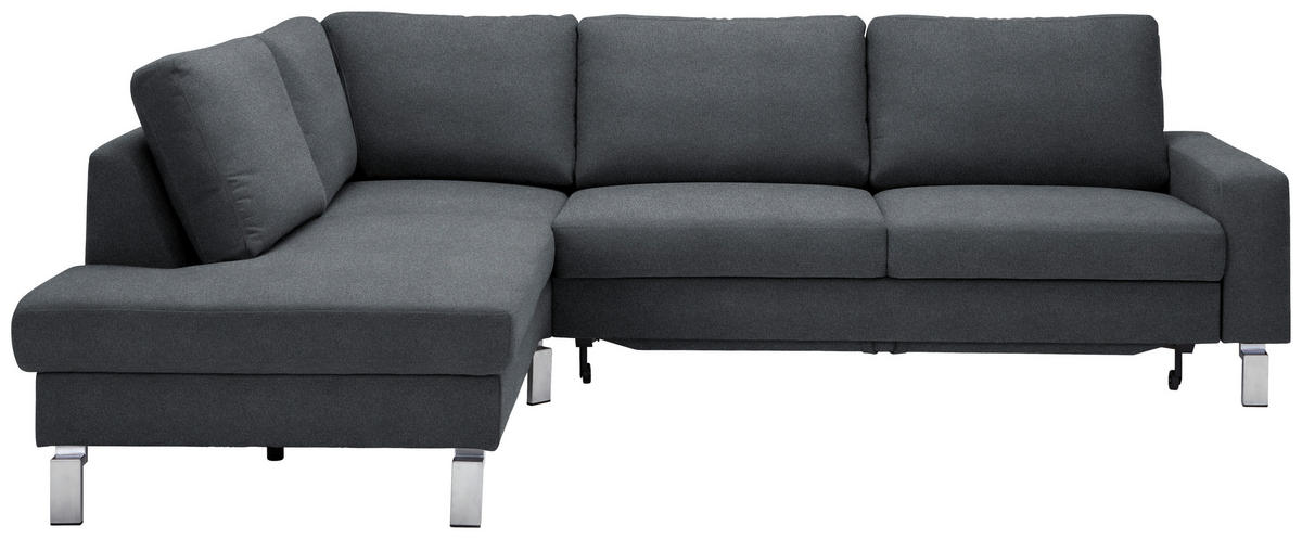 ECKSOFA in Flachgewebe Anthrazit  - Chromfarben/Anthrazit, Design, Textil/Metall (200/276cm) - Hom`in