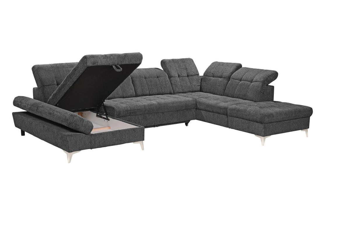 WOHNLANDSCHAFT MERCY Graphitfarben Mikrovelours  - Kaschmir/Graphitfarben, MODERN, Kunststoff/Textil (169/348/245cm) - MID.YOU