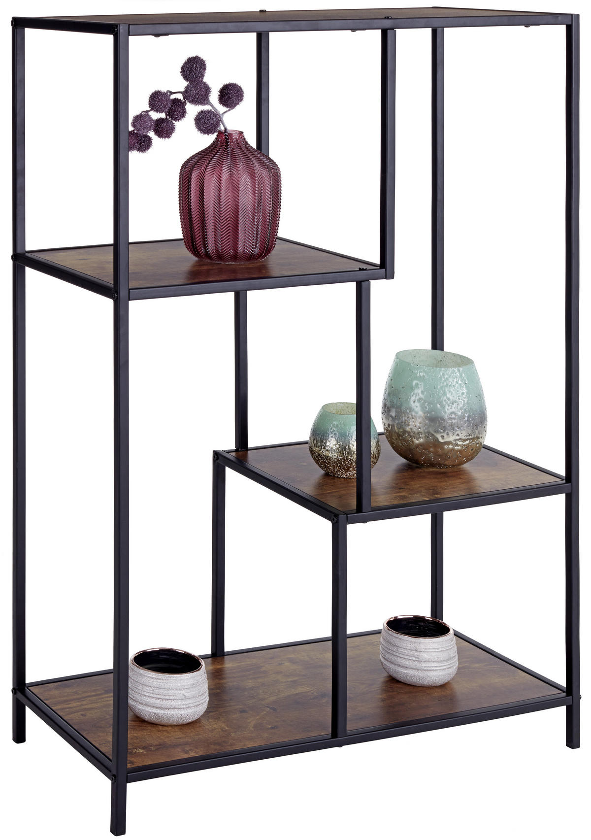 ETAJERĂ  77/114/33 cm negru, culoare natur  - culoare natur/negru, Modern, metal/material pe bază de lemn (77/114/33cm) - MID.YOU