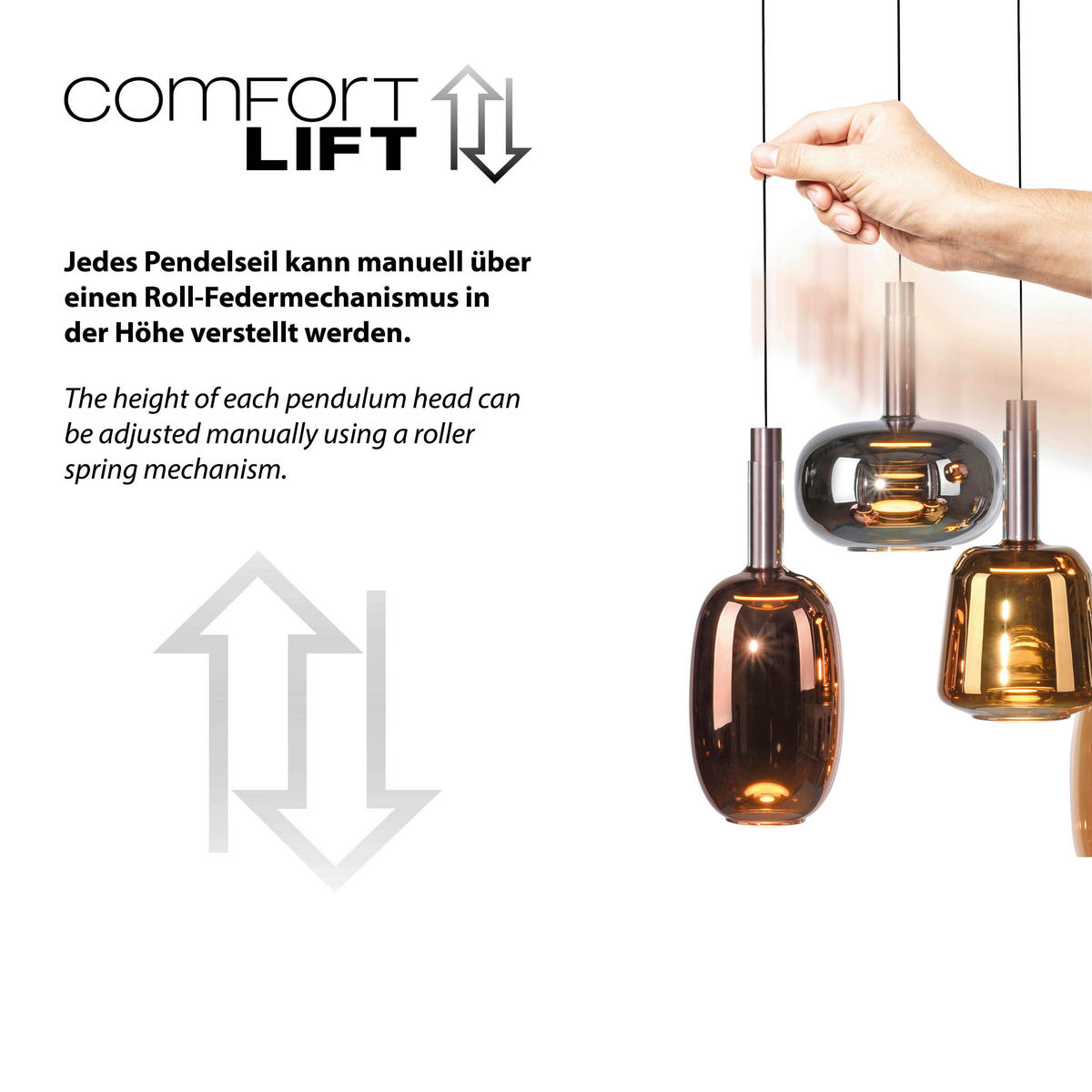 LED-HÄNGELEUCHTE 90/42/200 cm   - Hellbraun, Basics, Glas/Metall (90/42/200cm) - Paul Neuhaus