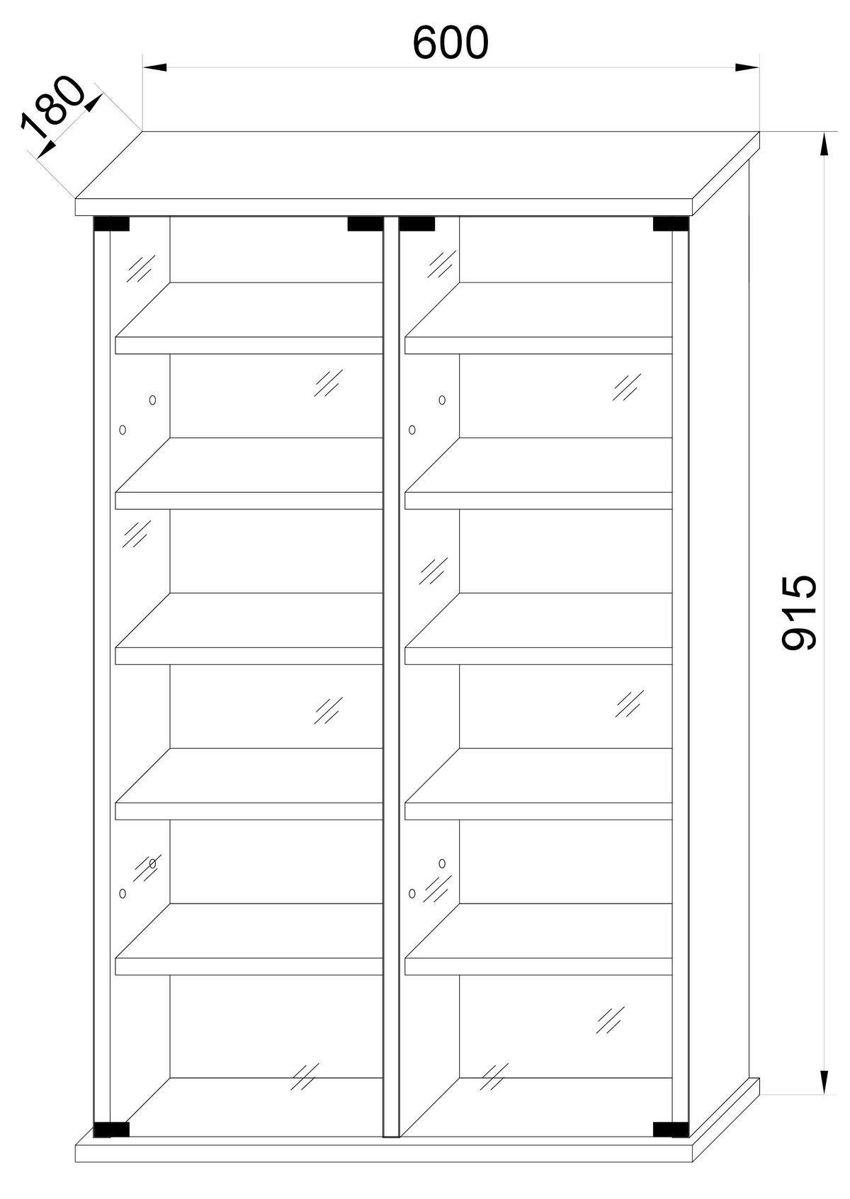 CD-REGAL - Honigeiche, Design, Glas/Holzwerkstoff (60/92/18cm) - MID.YOU