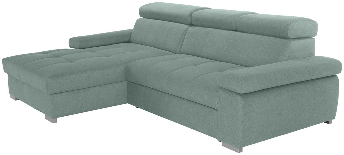 ECKSOFA in Velours Grün  183/292 cm  - Silberfarben/Grün, Design, Holz/Textil (183/292cm) - Livetastic