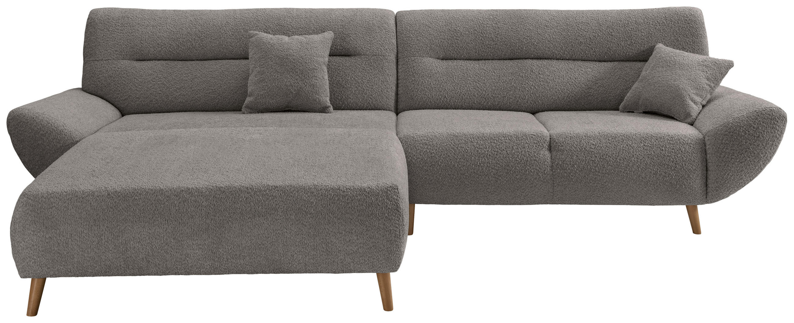 ECKSOFA in Bouclé Anthrazit  166/290 cm  - Wildeiche/Anthrazit, KONVENTIONELL, Holz/Textil (166/290cm) - MID.YOU