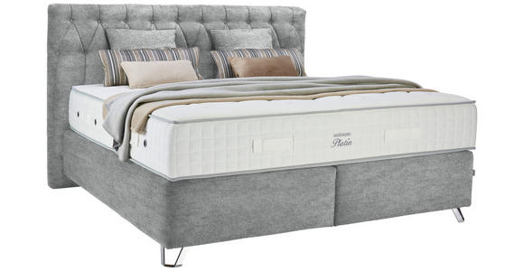 BOXSPRINGBETT 180/200 cm  in Grau  - Silberfarben/Grau, KONVENTIONELL, Textil/Metall (180/200cm) - Ambiente