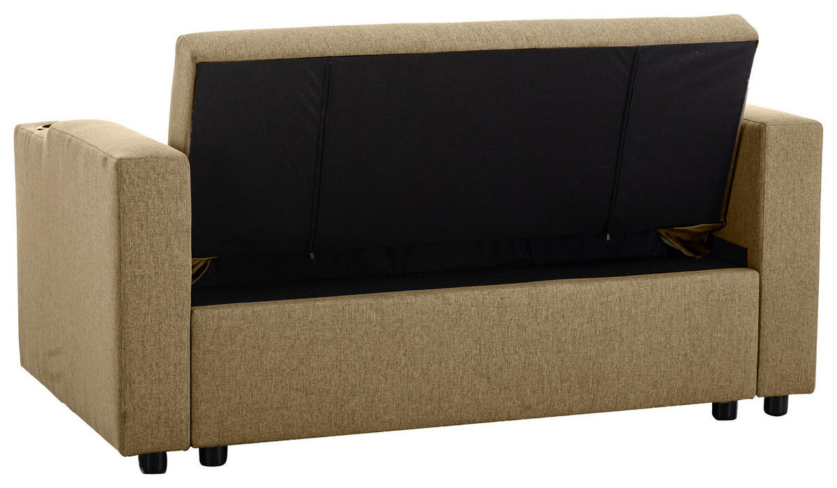 SCHLAFSOFA in Leinenoptik Khaki  - Khaki/Schwarz, Basics, Kunststoff/Textil (150/91/85cm) - P & B