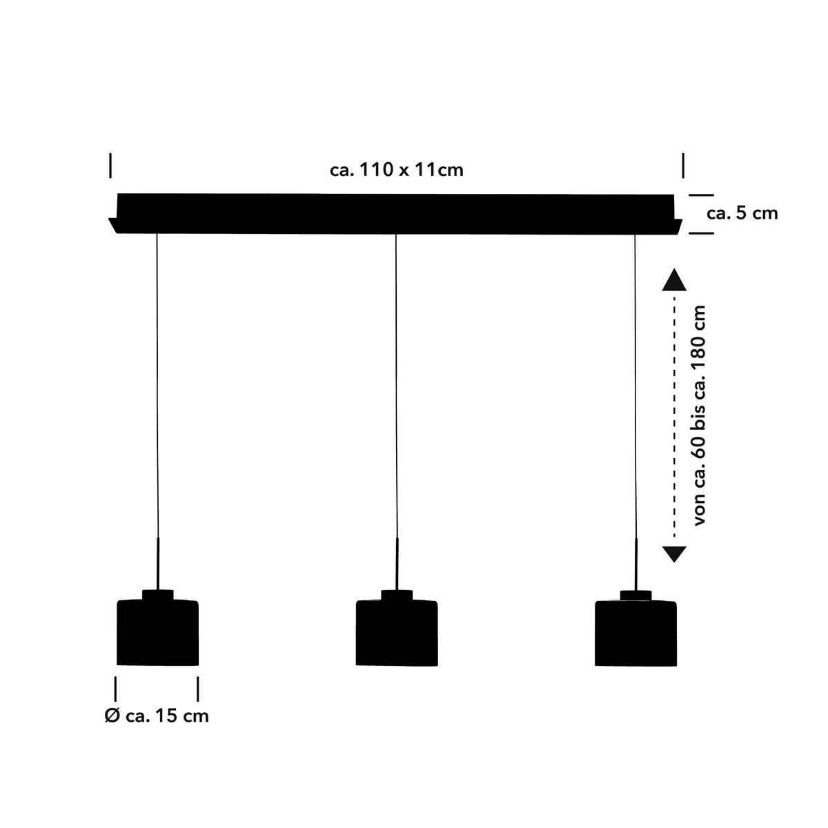 LED-HÄNGELEUCHTE ABBY 110/5/150 cm   - Anthrazit, Design, Metall (110/5/150cm) - Hell