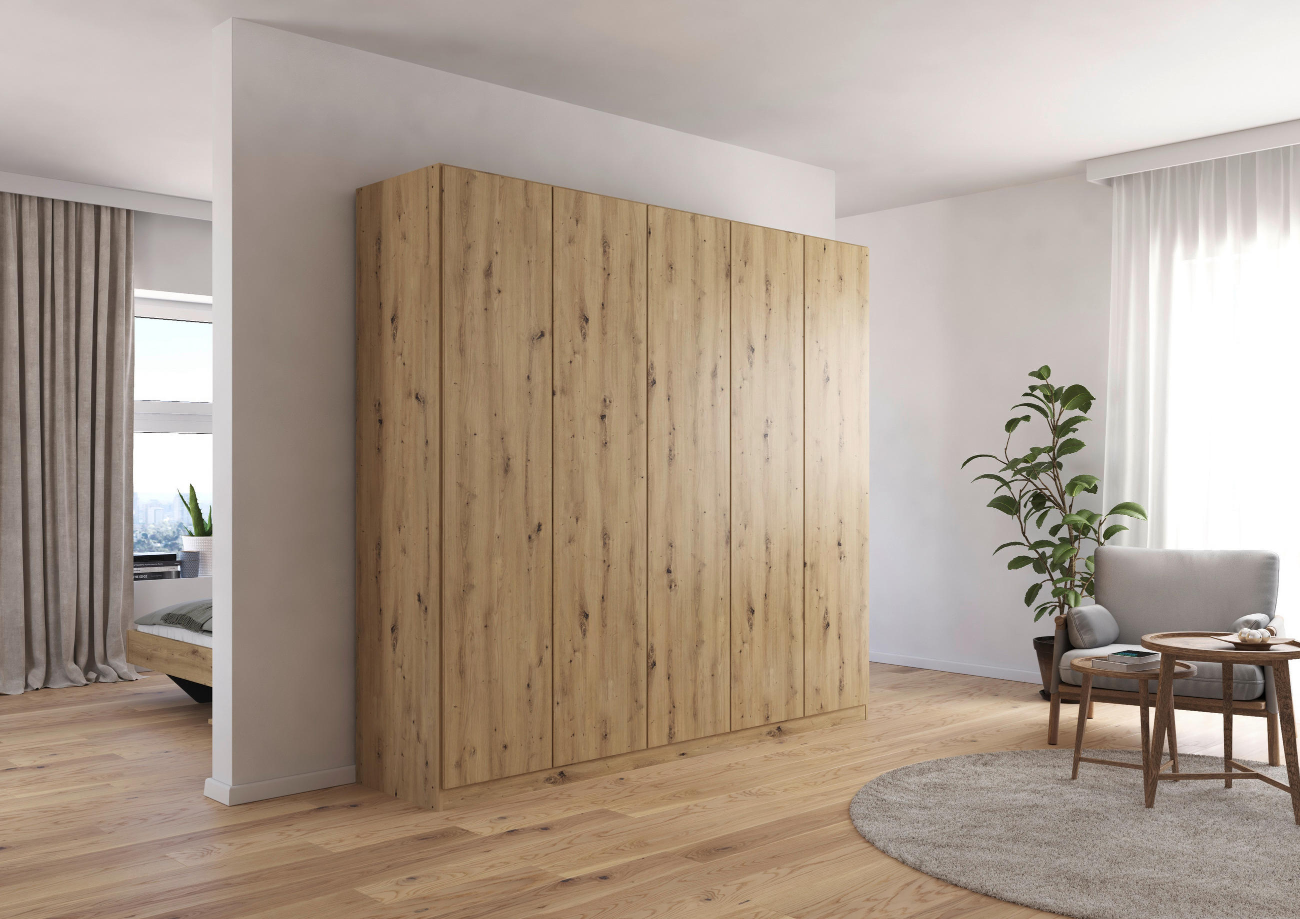 FALTTÜRENSCHRANK in Eiche Artisan  - Eiche Artisan, Holzwerkstoff (226/210/54cm) - Boxxx