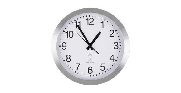 WANDUHR 30 cm   - Silberfarben/Weiß, Basics, Glas/Kunststoff (30cm) - Ambia Home