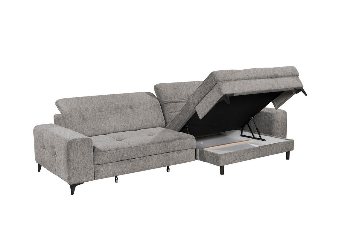 ECKSOFA SORELLA Grau Chenille Kopfteilverstellung, Sitztiefenverstellung  - Schwarz/Grau, Design, Kunststoff/Textil (328/182cm) - MID.YOU