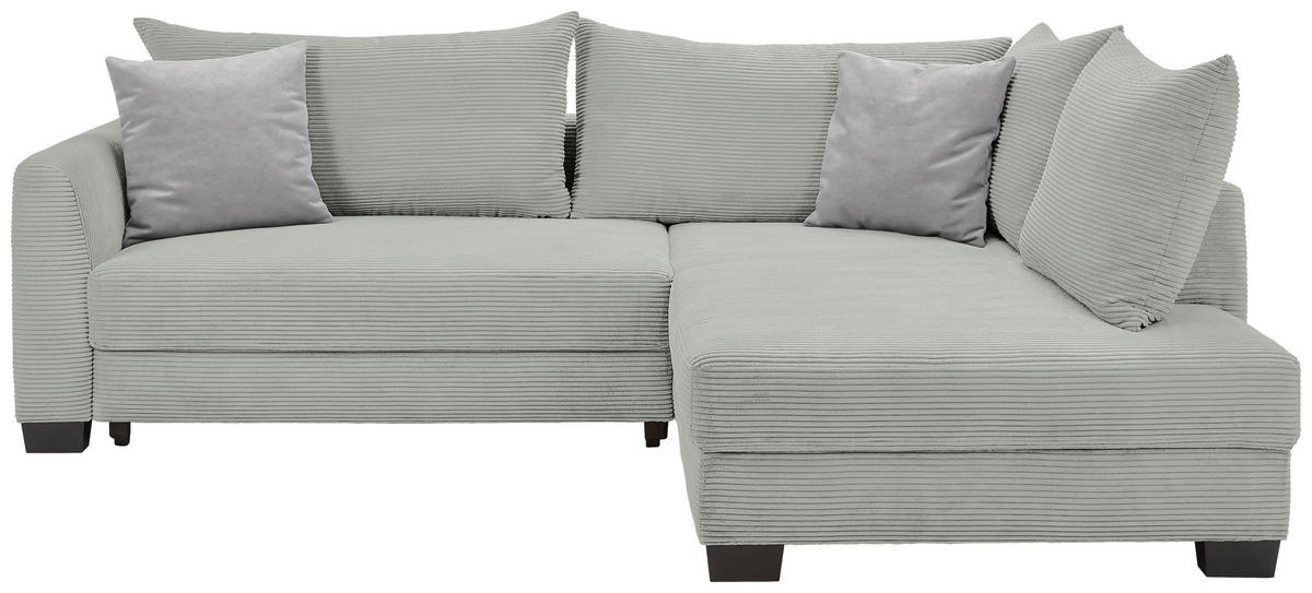 ECKSOFA in Cord Hellgrau  - Hellgrau/Schwarz, Konventionell, Holz/Textil (267/181cm) - Carryhome