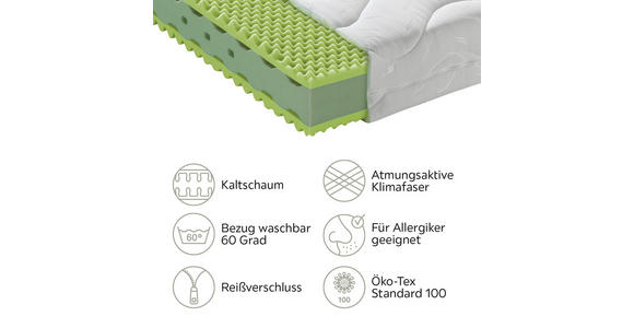 KALTSCHAUMMATRATZE 90/200 cm Höhe ca. 21 cm - Weiß, KONVENTIONELL, Textil (90/200cm) - Sleeptex