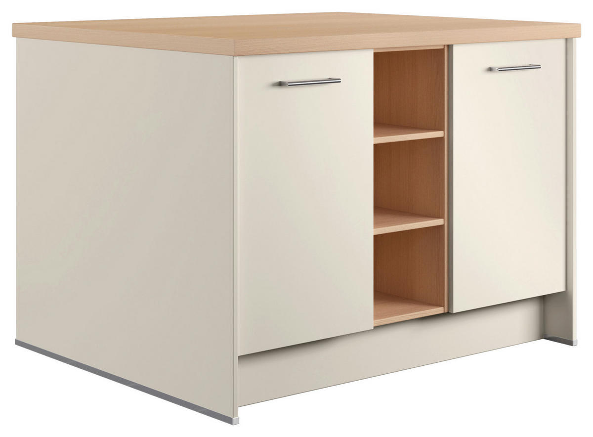 KÜCHENINSEL 123,4/91,8/96,6 cm  in Eichefarben, Magnolie  - Edelstahlfarben/Eichefarben, Basics, Holzwerkstoff/Metall (123,4/91,8/96,6cm) - Impuls