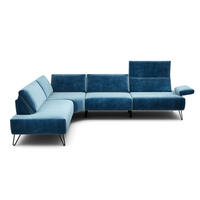 ECKSOFA Cosy Blau Samt  - Blau/Schwarz, Design, Textil/Metall (213/288-303cm) - SENSOO