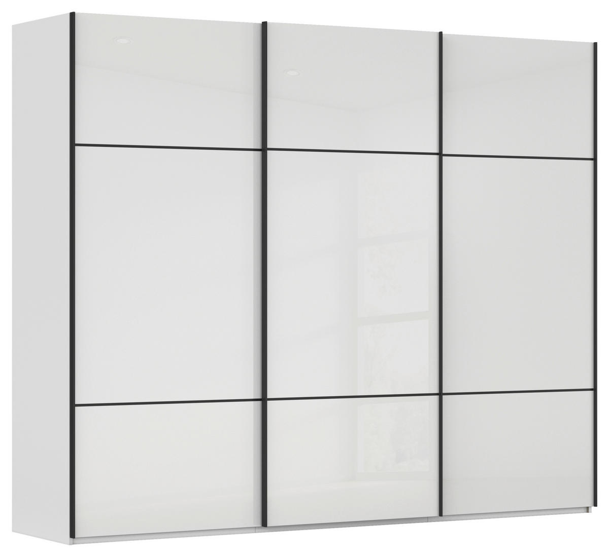 SCHWEBETÜRENSCHRANK in Weiss  - Weiss/Schwarz, Konventionell, Glas/Holzwerkstoff (242/223/68cm) - Novel