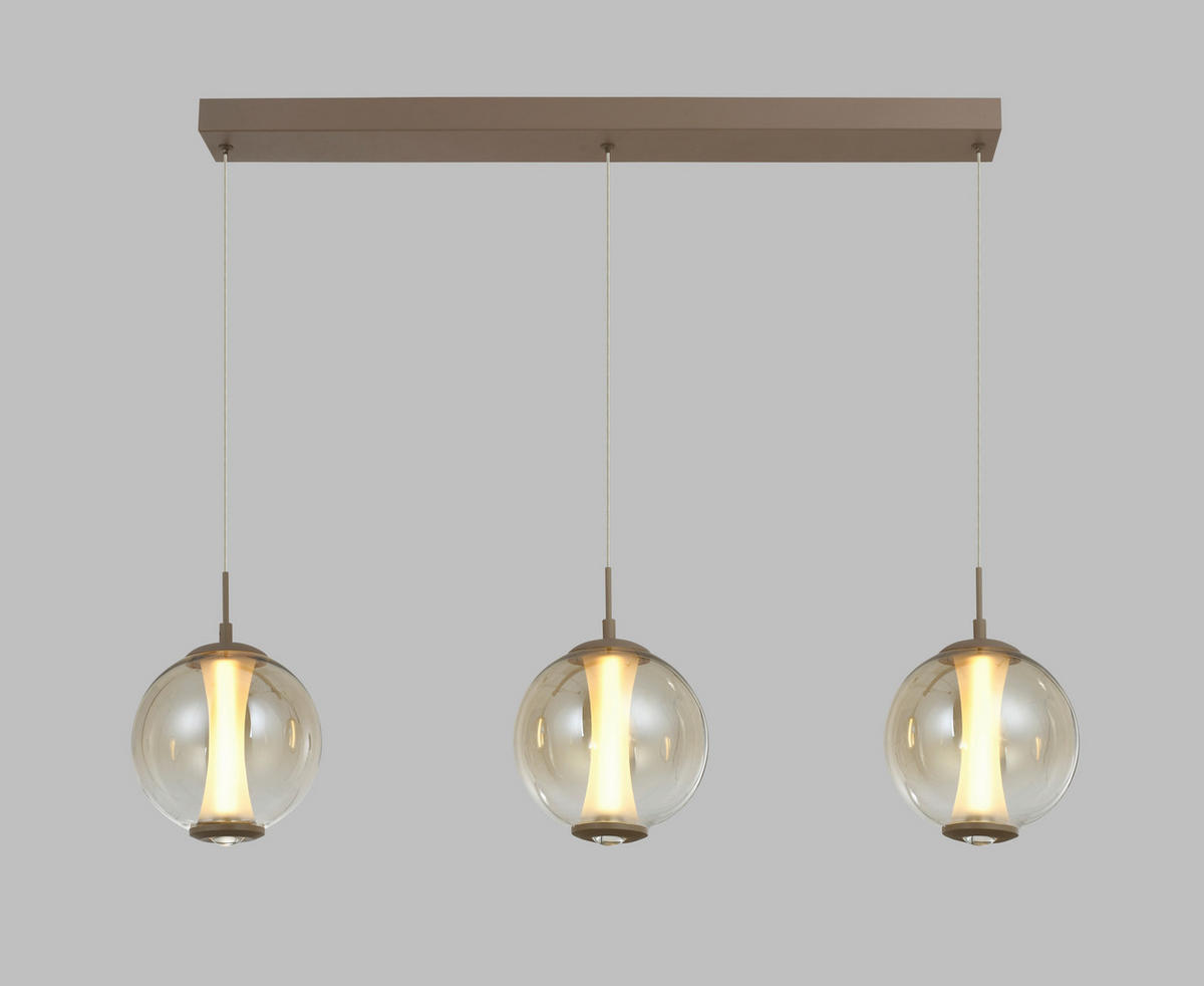LED-HÄNGELEUCHTE Orleans 94/150/18 cm  - Sandfarben, Design, Glas/Metall (94/150/18cm)