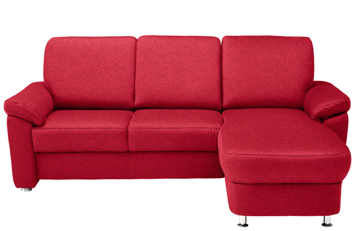 ECKSOFA in Webstoff Hellrot  - Chromfarben/Hellrot, Konventionell, Textil/Metall (220/163cm) - Beldomo System