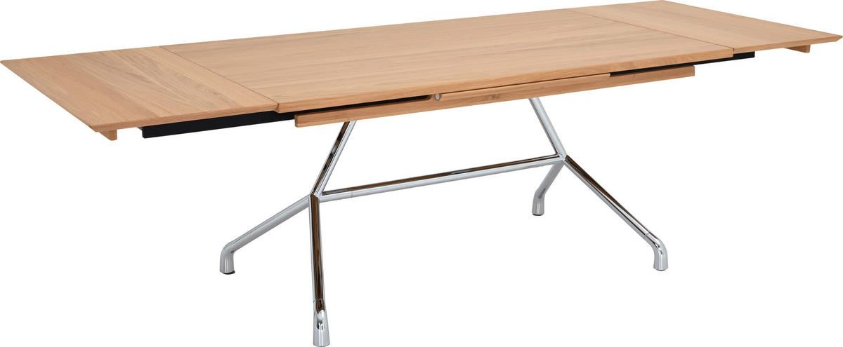 ESSTISCH Eichefarben, Chromfarben rechteckig  ausziehbar  - Chromfarben/Eichefarben, Design, Holz/Metall (160-260/95/77cm) - Joop!