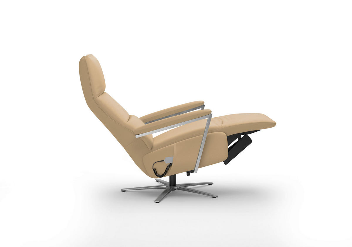 RELAXSESSEL in Leder Cappuccino  - Silberfarben/Cappuccino, Basics, Leder/Metall (70/126/85cm) - Sit & More