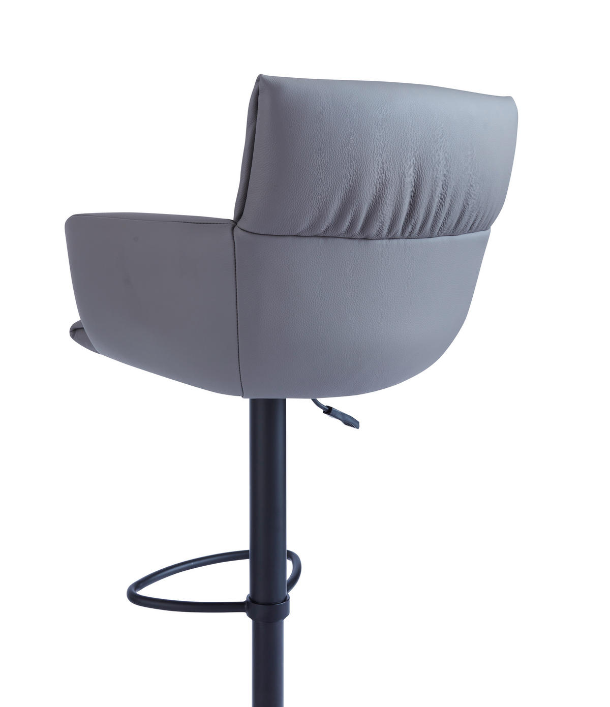 BARHOCKER Echtleder Anthrazit, Schwarz Eisen Lederauswahl, Stoffauswahl, Sitzfläche 360° drehbar, automatische Rückholfunktion  - Anthrazit/Schwarz, Design, Leder/Metall (58/88-112/58cm) - Dieter Knoll