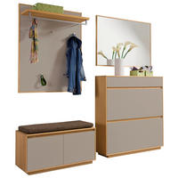 GARDEROBE 5-teilig  in 200/195/40 cm  - Sandfarben/Hellbraun, Basics, Glas/Holz (200/195/40cm)