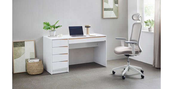 SCHREIBTISCH 140/60/76 cm  in Weiß, Eichefarben  - Eichefarben/Weiß, MODERN, Holzwerkstoff (140/60/76cm) - Venda