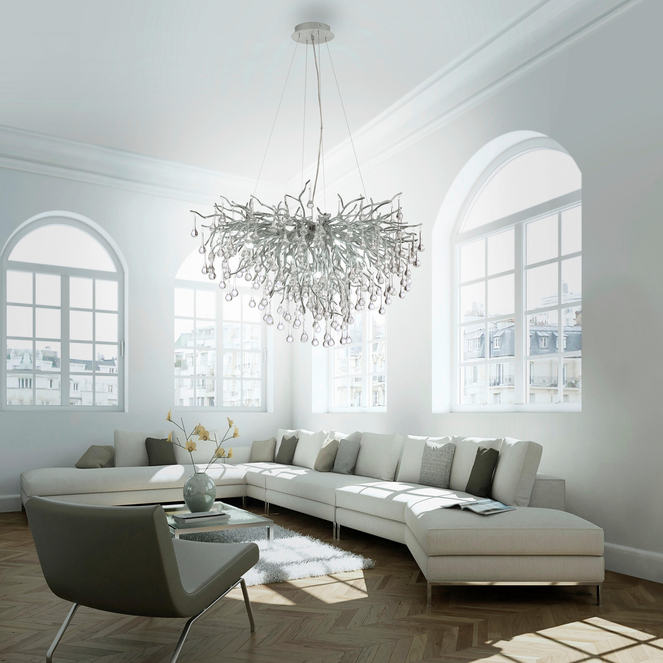 KRONLEUCHTER 100/50/250 cm   - Design, Glas/Kunststoff (100/50/250cm)