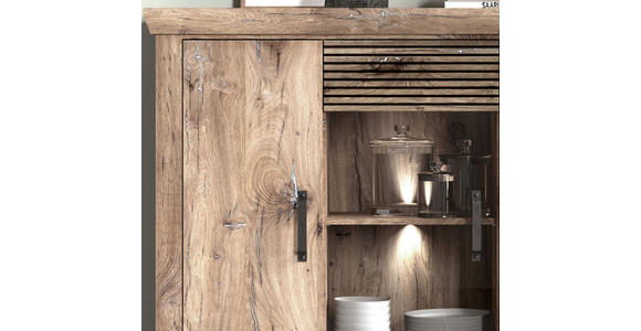 HIGHBOARD in 133,9/120/40 cm - Eichefarben/Anthrazit, KONVENTIONELL, Glas/Holzwerkstoff (133,9/120/40cm) - Carryhome