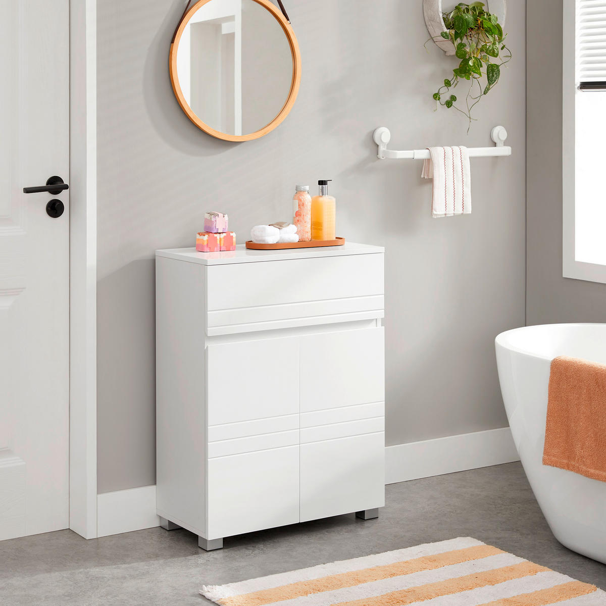 MIDI SKŘÍŇKA, bílá, 60/80/30 cm - bílá/barvy stříbra, Trend, kompozitní dřevo/plast (60/80/30cm) - MID.YOU